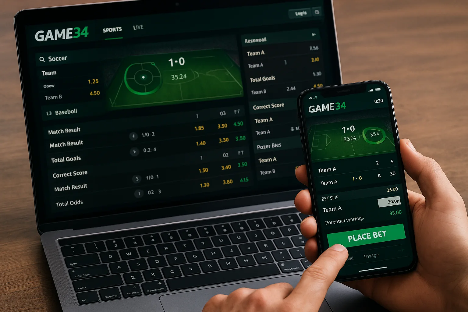 Aposte em apostas esportivas no cassino online GAME34