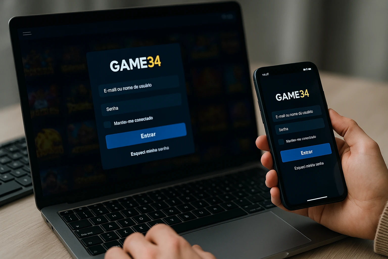 Criar uma nova Conta no plataforma GAME34